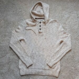 Urban Pipeline Henley Hoodie Mens Large Oatmeal Marl Knit Sweater